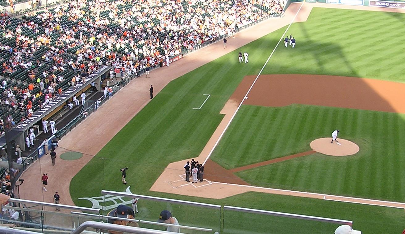 Exchanging the Line ups- Comerica Park