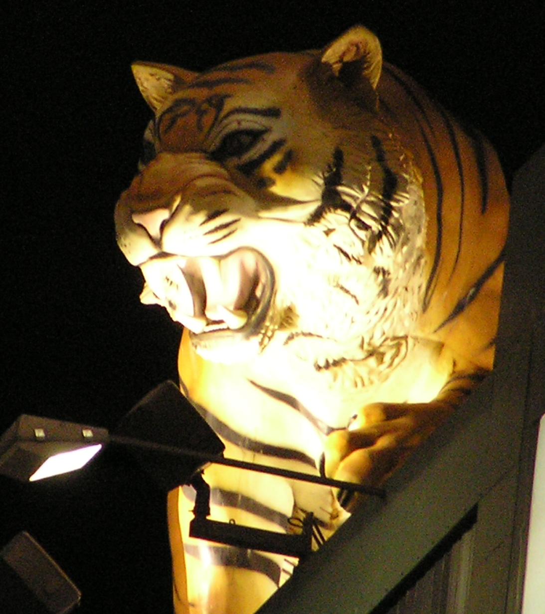 The Tiger on top of the board - Comerica Park